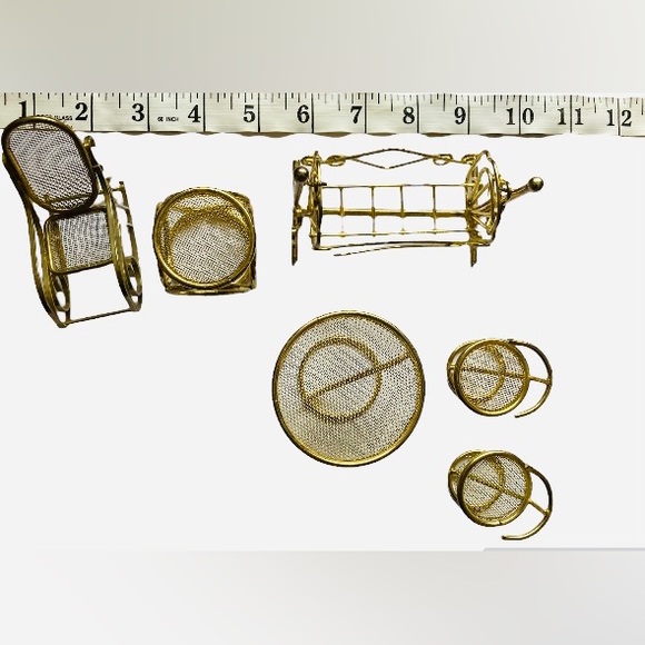 Vintage Miniature Brass Furniture Set - Picture 10 of 10